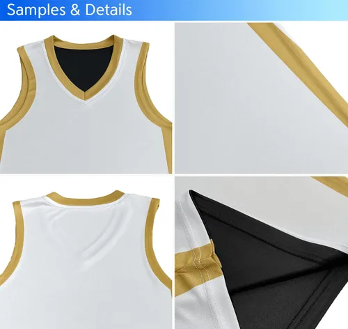 Miniatura 15 de KXK Camiseta de baloncesto reversible en blanco para hombre, uniforme de equipo, atlético, hip hop, camisetas de baloncesto S-4XL
