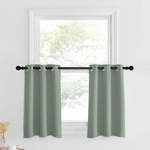 Miniatura 234 de NICETOWN Cortinas opacas de cocina para ventana sobre el fregadero, aislamiento térmico, decoración del hogar, pequeños niveles opacos con ojales