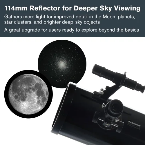 Miniatura 5 de Celestron - Telescopio PowerSeeker 114EQ - Telescopio ecuatorial alemán manual para principiantes - Compacto y portátil - Paquete de software