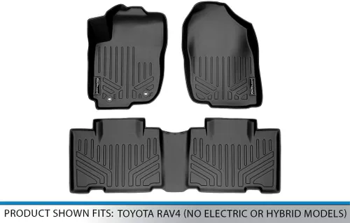 Miniatura 5 de SMARTLINER Juego de tapetes de piso de 2 filas para Toyota RAV4 2013-2018 Negro
