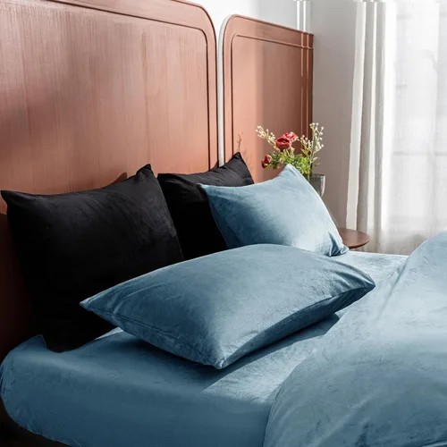 Miniatura 8 de TELUS Paquete de 2 fundas de almohada estándar de terciopelo con cremallera, súper suaves y acogedoras, fundas de almohada de franela difusa de lujo