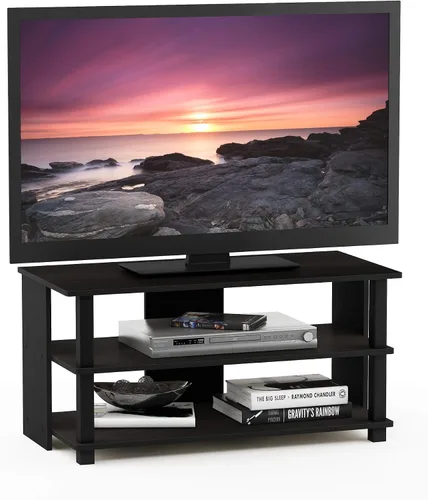 Miniatura 18 de Furinno Beginning - Soporte de TV rectangular de 2 niveles con estante abierto, consola de TV para TV de hasta 36 pulgadas, parte trasera abierta
