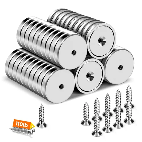 Miniatura 14 de Imanes de taza con agujero avellanado, imán con tornillo, imanes con base redonda con fuerza de sujeción industrial, 60 libras de fuerza