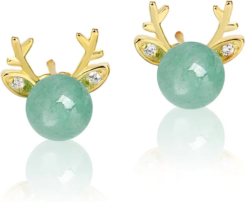 Miniatura 57 de Jade Earrings Studs,Green Jade Earrings for Women,925 Sterling Silver Earrings Studs for Sensitive Ears,Handmade Jade Earrings for Birthday