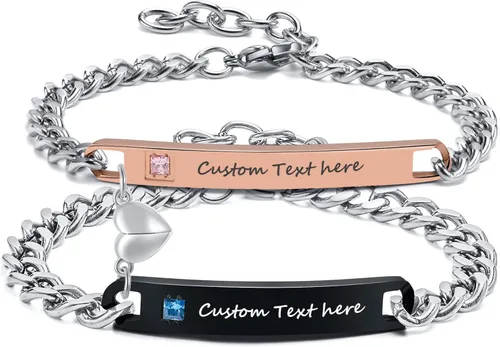 MEALGUET - Pulseras magnéticas personalizadas para parejas de atracción mutua, pulseras de identificación trenzadas con nombre, conjunto de pulseras