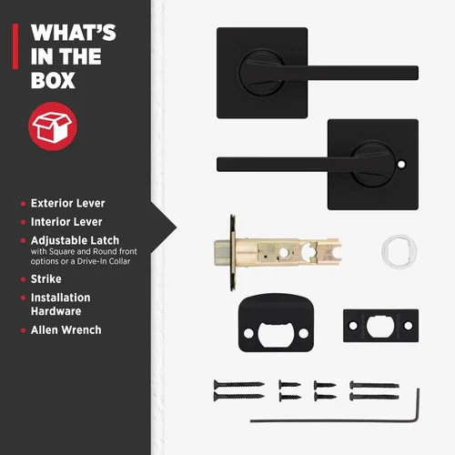 Miniatura 8 de Kwikset Casey - Manija de puerta de paso interior, palanca para puertas de armario y pasillo, manija reversible sin bloqueo, negro mate