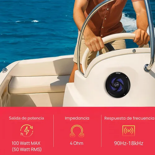 Miniatura 5 de Pyle Altavoces Marinos Impermeables Certificados - 4'' de 2 Vías para Vehículos Todo Terreno y Sistema de Sonido Estéreo de Audio Exterior
