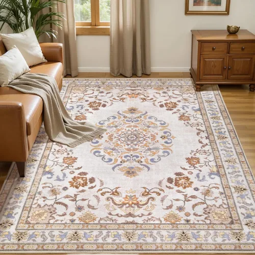 Miniatura 68 de Tangsoo Alfombra lavable para pasillo, antideslizante, 2 x 6 pies, estilo bohemio, floral, vintage, para entrada, suelo suave, para cocina, baño