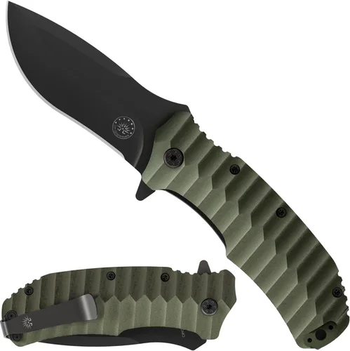 Miniatura 10 de Off-Grid Knives - Apagón de fuego rápido - Cuchillo plegable grande para acampar y EDC, acero de hoja criogénico D2, revestimiento de nitruro