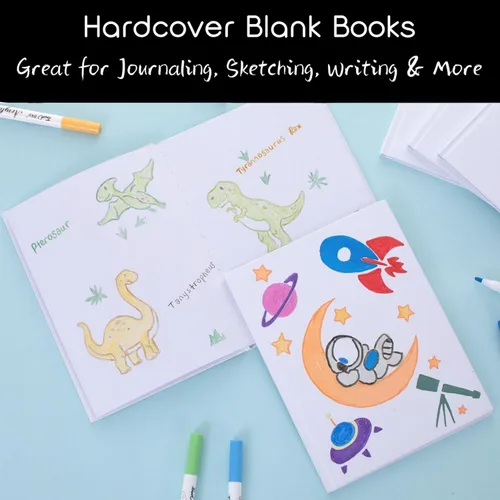 Miniatura 3 de Paquete de 6 libros en blanco de tapa dura, cuaderno de bocetos sin líneas de 6x8 pulgadas - 18 hojas/36 páginas cada uno, paquete a granel