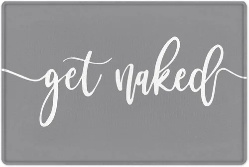 Miniatura 8 de Get Naked - Tapete de baño para baño, fuente blanca, con citas divertidas, color negro, tapete de baño de espuma viscoelástica suave, tapete