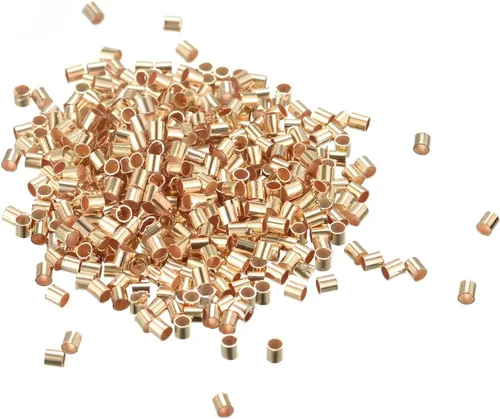 Miniatura 7 de uxcell 500 cuentas de tubo de engarzado, tubo de latón de 0.069 x 0.069 pulgadas, cuentas espaciadoras de extremo de engarzado, pequeños topes
