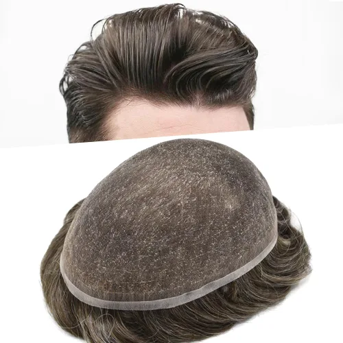Miniatura 105 de PUNRU HAIR Completo Swiss Lace Toupee para hombres Sistema de cabello humano real Sistema de reemplazo de cabello humano para hombre Toupee