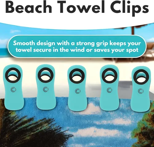 Miniatura 6 de Clips para toallas de playa para sillas de crucero, soportes para toallas resistentes para sillas de salón, clips de piscina grandes de apertura