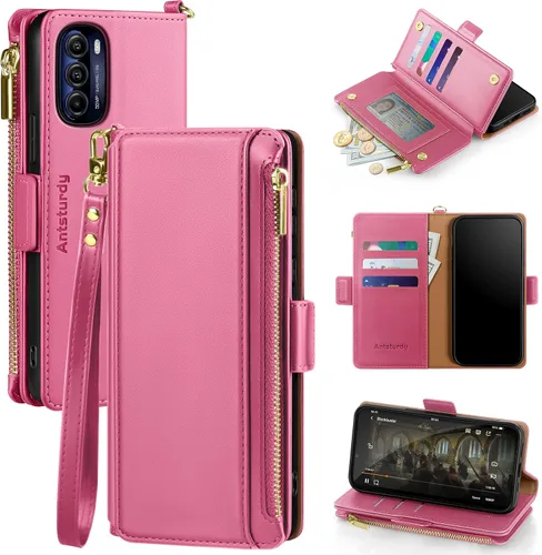 Antsturdy Funda compatible con Motorola Moto G Stylus 5G 2022 con tarjetero para mujeres y hombres, funda de teléfono con bloqueo RFID, funda de