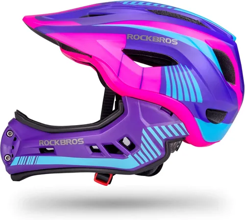 Miniatura 7 de ROCKBROS Casco integral para niños Cascos de bicicleta para niños Casco ligero de bicicleta de montaña para niños pequeños Desmontable para MTB BMX