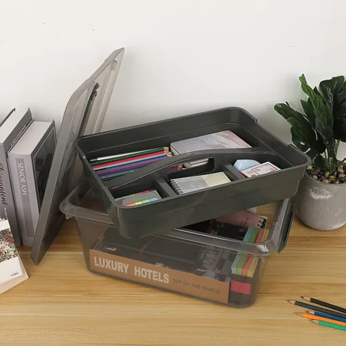 Miniatura 6 de BTSKY - Caja de almacenamiento para apilar y transportar, contenedor de almacenamiento de plástico transparente apilable con bandeja extraíble, caja