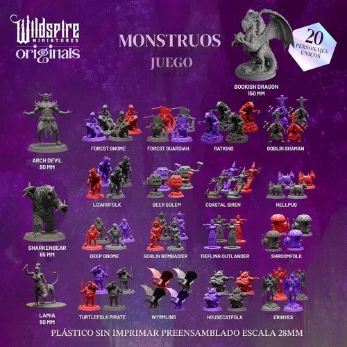 Miniatura 2 de Wildspire Fantasy Monsters & Bookish Dragon for DND Miniatures Unpainted Bulk 28mm-32mm Dungeons & Dragons Minis Pathfinder Figures Fantasy