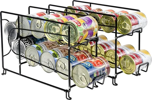 Miniatura 10 de SUFAUY Organizador de latas de 3 niveles para despensa, con capacidad para 36 latas, estantes de metal resistente para almacenamiento, color negro