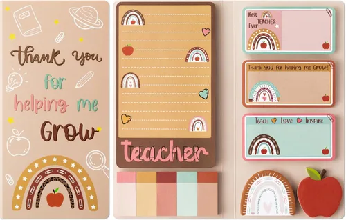 Miniatura 35 de Xqumoi Teaching is A Work of Heart - Juego de notas adhesivas de 550 hojas, lápiz en forma de manzana, blocs de notas autoadhesivas, notas