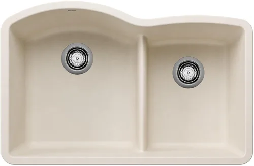 Miniatura 3 de BLANCO 443102 Diamond 60/40 Fregadero de cocina con doble tazón de división baja, 32 pulgadas de largo x 21 pulgadas de ancho, color gris volcán