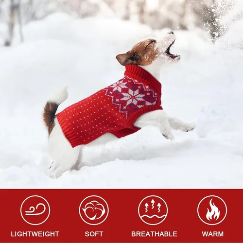Miniatura 4 de Kuoser Suéter de Navidad para perro, suéteres de Navidad suaves y cálidos para perros pequeños, medianos y grandes, niño y niña, suéter cómodo