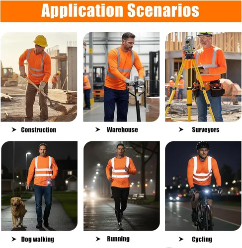 Miniatura 7 de HYCOPROT Hi Vis - Camisas de seguridad de manga larga de alta visibilidad, camisa reflectante para hombres y mujeres, camiseta de construcción