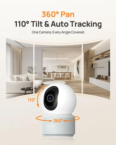 Miniatura 3 de Anona cámara interior 4K UHD, cámara de seguridad para mascotas/perros/bebés con aplicación para teléfono, 360° de paneo y tilt, Wi-Fi 6 de doble