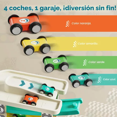 Miniatura 4 de TOP Bright Juguetes de rampa de madera para niños pequeños de 1 a 2 años de edad, habilidades motoras, pistas de carreras, rampa de automóvil