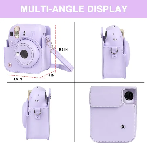 Miniatura 5 de CAIYOULE Funda para cámara Fujifilm Instax Mini 12 de película instantánea, bolsa protectora de piel sintética para cámara Fuji Mini 12 con álbum