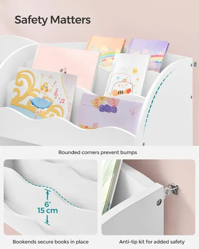 Miniatura 6 de SONGMICS Organizador de juguetes y libros para niños, estantería y almacenamiento de juguetes, organizador de almacenamiento con 2 cajas de Blanco