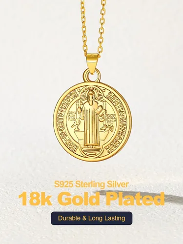 Miniatura 286 de U7 Saint Benedict/Michael Medal Necklace, 316L Stainless Steel Virgin Mary Necklace for Men Women, Bible Verse Protection Necklace Catholic