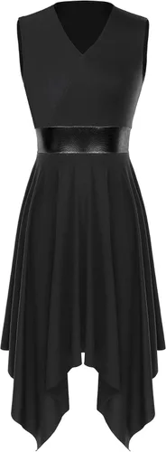 Miniatura 108 de easyforever Vestido de baile sin mangas con bloques de color para mujer, alabanza litúrgica, ropa de baile lírico, vestido de bata de adoración