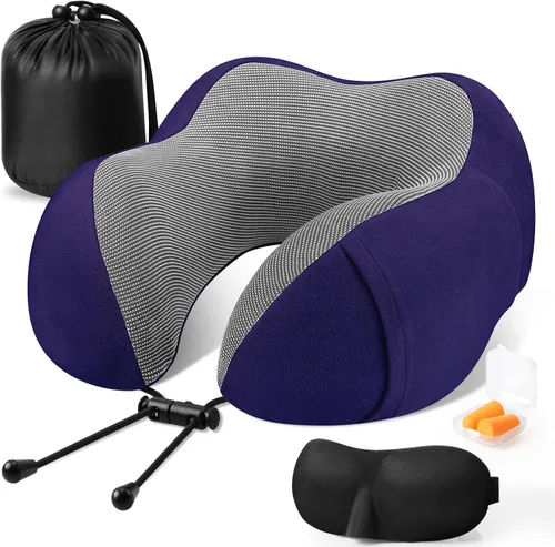 Miniatura 13 de CloudBliss Almohada de viaje de espuma viscoelástica de alta calidad, almohada cervical cómoda y de apoyo, almohadas cervicales para viajar