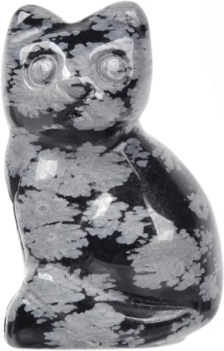 Miniatura 9 de Justinstones Escultura de gato tallada de cristal de cuarzo, estatua de gato de animal gatito de 1.181 in, mini figura de gato sentado de cristal
