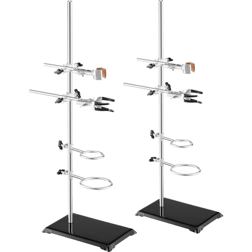 VEVOR Juego de 2 soportes de soporte de laboratorio, soporte de laboratorio de acero con varilla de 23.6 pulgadas y base de hierro fundido de 8.3 x