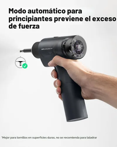 Miniatura 8 de HOTO Taladro de potencia sin escobillas de 16 V, alto par de 50 N·m con pantalla inteligente, modo automático y luz LED, 10 bits, 5 brocas