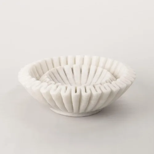 Miniatura 8 de Marble Ruffle Bowl Decorative Marble Scallop Bowl Flower Bowl Fruit Bowl Ruffled Marble Bowl Jewelry Dish Christmas Gift Decorative Bowl (9 inch)