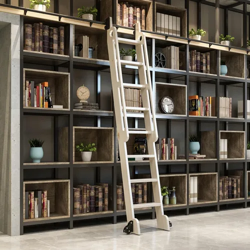 Miniatura 5 de XFSHKJS Escalera móvil de tubo redondo de 3.3 pies y 20 pies, con ruedas de rodillos de suelo (sin escalera), biblioteca de herramientas de escalera