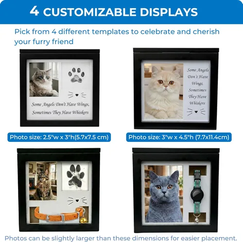 Miniatura 2 de OtterPets Urna de gato para cenizas, 4 pantallas personalizables con kit de tinta de huellas de patas, 6.5 x 6.5 x 4.0, bolsa de franela, urnas