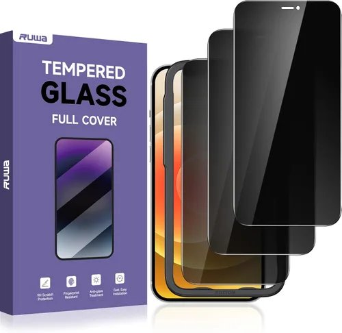 Miniatura 17 de Protector de pantalla de privacidad Ruwa para iPhone 14 Pro Max [Pack de 3] [17 cm] Película de vidrio templado para pantalla con marco