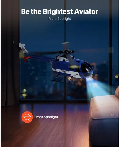 Miniatura 4 de VEVOR Helicóptero RC, helicóptero de control remoto de 4 hélices de 2.4 GHz con giroscopio de 6 ejes, avión RC de 4 canales para principiantes, luz
