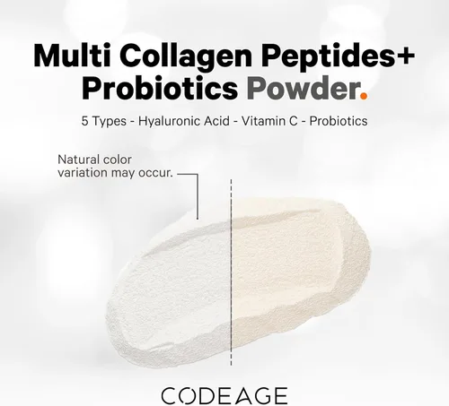 Miniatura 8 de Codeage Polvo de péptidos de colágeno múltiple + probióticos edición negra, vitamina C, suplemento en polvo de ácido hialurónico, alimentado