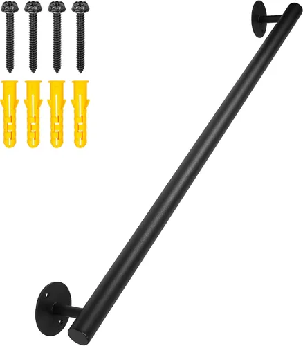 Miniatura 17 de Barandilla de escalera blanca de 4 pies para interiores, barandillas de escalera de tubería de 48 pulgadas para montar en la pared, barandillas