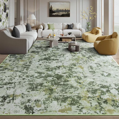Miniatura 28 de Kelarea Alfombra lavable para sala de estar, 5 x 7 antideslizante, alfombras modernas abstractas color beige, alfombra de pelo bajo fácil