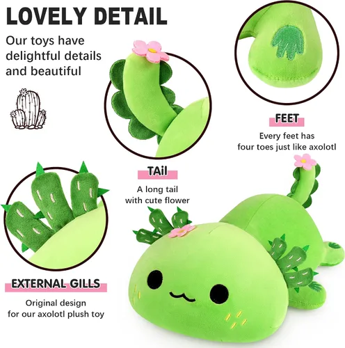 Miniatura 3 de Onsoyours Lindo Peluche de Axolotl, Suave Almohada de Peluche de Salamandra Animal de Peluche, Juguete de Peluche Kawaii para Niños