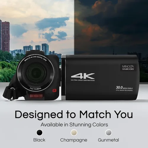Miniatura 6 de Minolta Videocámara: 4K Ultra HD, fotos de 30 MP, visión nocturna con LED IR, zoom 16X, lapso de tiempo, antivibración, pantalla táctil, formato