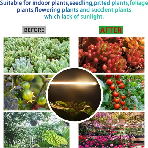 Miniatura 6 de RWNTAO Lámpara de cultivo de una tira de 2 unidades, tiras de luz LED de espectro completo para plantas de interior con temporizador de encendido