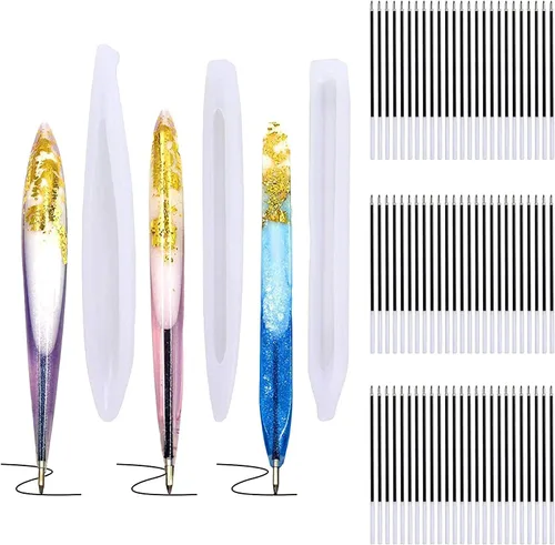 Miniatura 7 de JANYUN 3 piezas de moldes de resina con forma de bolígrafo, moldes de silicona para bolígrafos, moldes de resina epoxi, moldes de fundición
