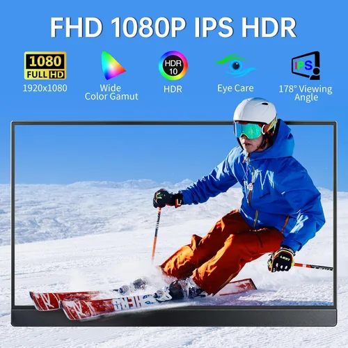 Miniatura 3 de VisionOwl Monitor portátil de 15.6 pulgadas 1080P FHD 85% sRGB segunda pantalla, USB-C HDMI HDR FreeSync Monitor de viaje para laptop, PC, MacBook